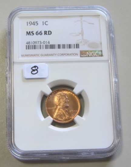1945 GEM WHEAT CENT NGC MS 66 RED