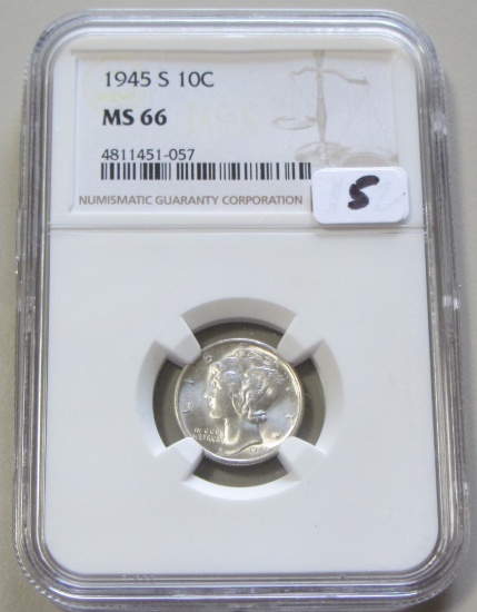 1945-S MERCURY DIME NGC MS 66