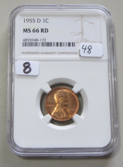 1955-D RED WHEAT CENT NGC MS 66 RED