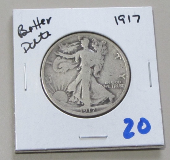 1917 WALKING LIBERTY HALF BETTER DATE