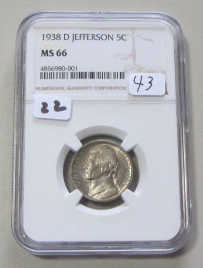 1938-D JEFFERSON NICKEL NGC MS 66