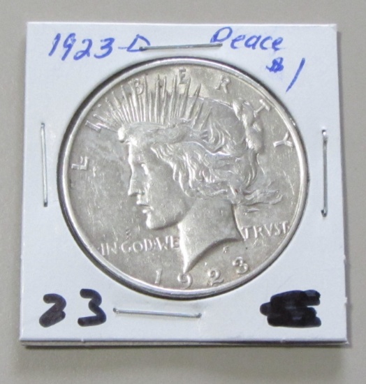 1923-D $1 PEACE SILVER DOLLAR