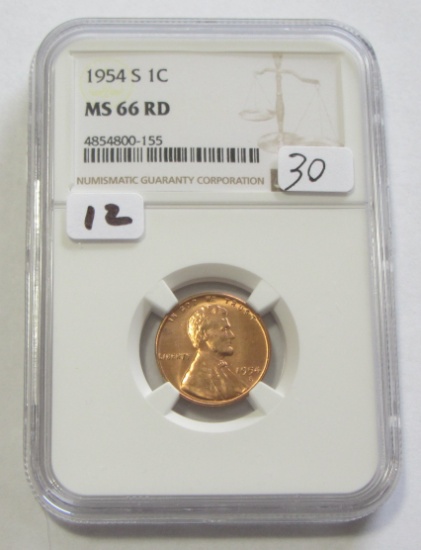 1954-S WHEAT CENT NGC MS 66 RED