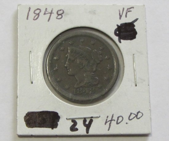 1848 LARGE CENT SOLID MID GRADE