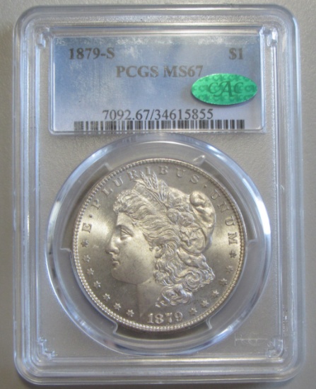 SUPERB GEM MS 67 CAC $1 1879-S MORGAN BLAST WHITE PCGS REGISTRY SET PIECE