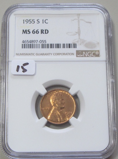 1955-S WHEAT CENT NGC MS 66 RED