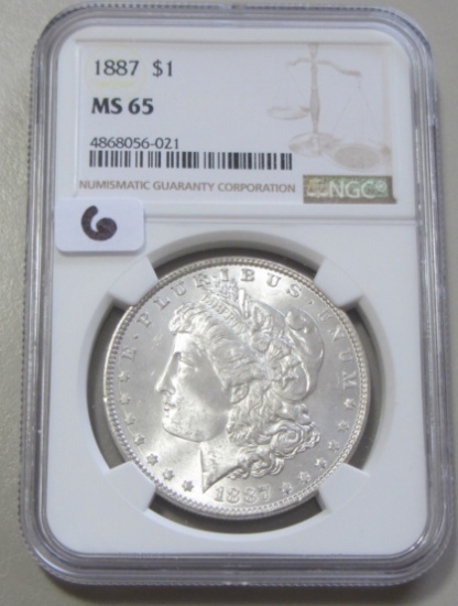 GEM $1 1887 MORGAN NGC MS 65