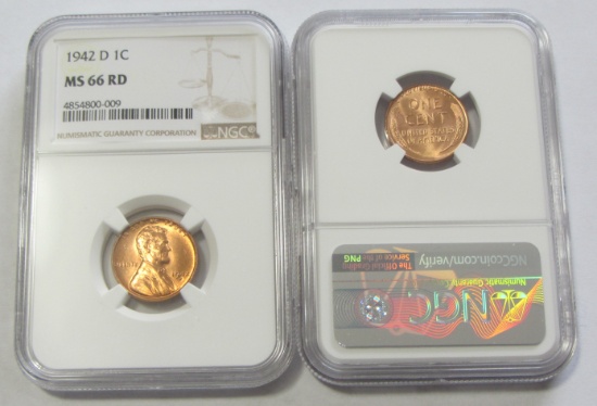 1942-D RED WHEAT CENT NGC MS 66 GEM