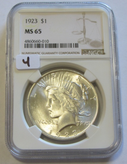 GEM $1 1923 PEACE NGC MS 65