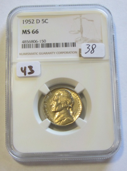 1952-D NICKEL NGC MS 66