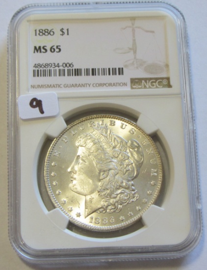 $1 1886 MORGAN MINT STATE GEM NGC 65