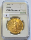 $20 ST. GAUDENS 1927 GOLD NGC MINT STATE 63 SHARP COIN