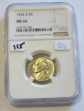 1942-S SILVER NICKEL NGC 66