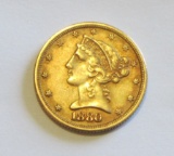 $5 1880 GOLD HALF EAGLE