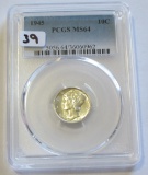 1945 MERCURY DIME PCGS 64