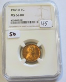 1948-D WHEAT CENT RED NGC MS 66