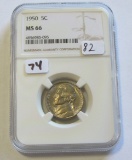 1950 NICKEL NGC 66 TOUCH COIN