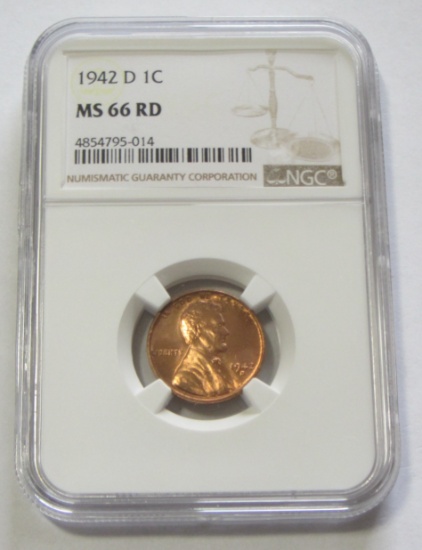1942-D RED WHEAT CENT NGC MS 66 RED