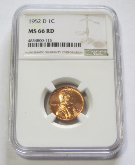 1952-D WHEAT CENT NGC MS 66 RED