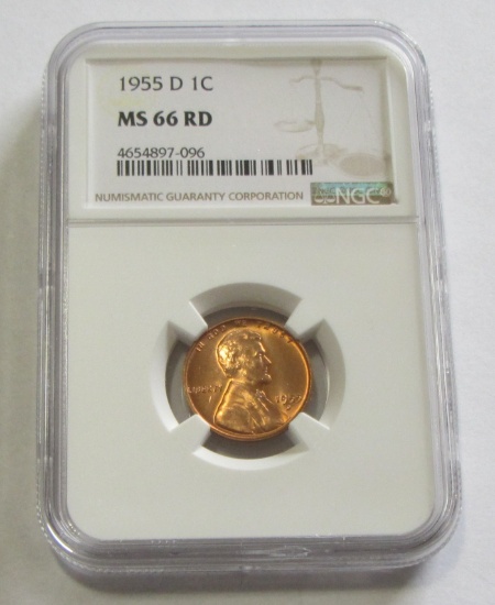 1955-D WHEAT CENT NGC GEM MS 66 RED