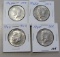 Lot of 4 - 1965, 1966, & 2 1968D 40% Silver Kennedy Half Dollar