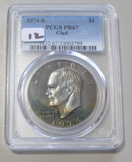 1974-S IKE $1 TONING PCGS PROOF 67