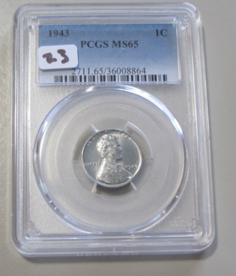 1943 STEEL WHEAT CENT PCGS MS 65