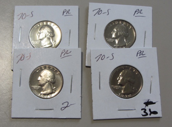 LOT OF 4 PROOF QUARTERS 1970-S