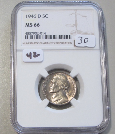 1946-D NICKEL NGC 66