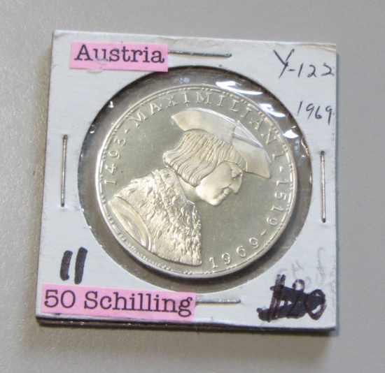 AUSTRIA 50 SHILLINGS 1969 SILVER