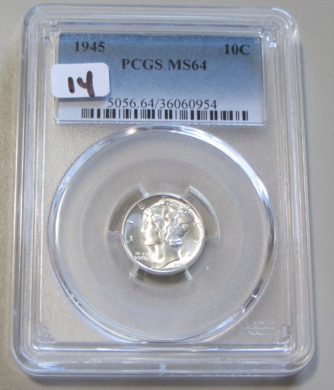 1945 MERCURY DIME PCGS MS 64