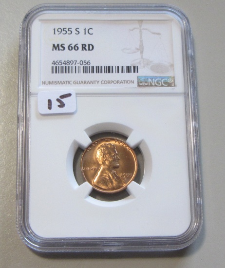 1955-S WHEAT CENT NGC MS 66 RED