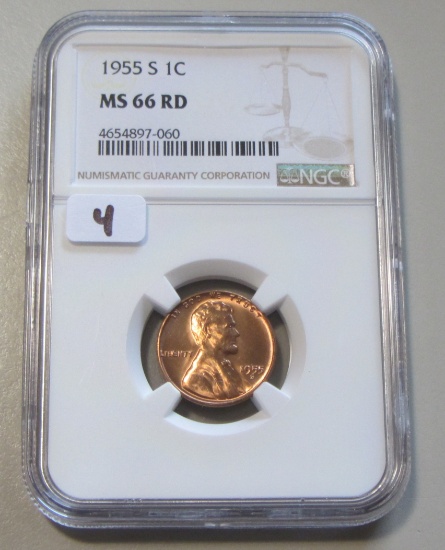 1955-S WHEAT CENT NGC MS 66 RED