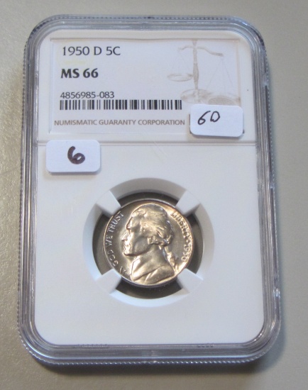 1950-D NICKEL NGC MS 66