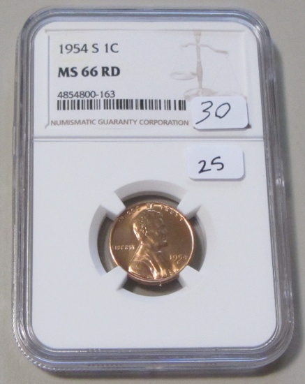 1954-S WHEAT CENT NGC 66 RED