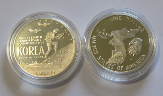 1991 SILVER $1 KOREA COMMEMORATIVE IN PLASTIC CASE PICTURE IS A FILE PHOTO