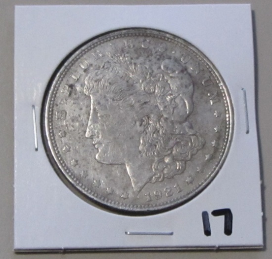 1921 MORGAN SILVER DOLLAR STAMPED ON REVERSE