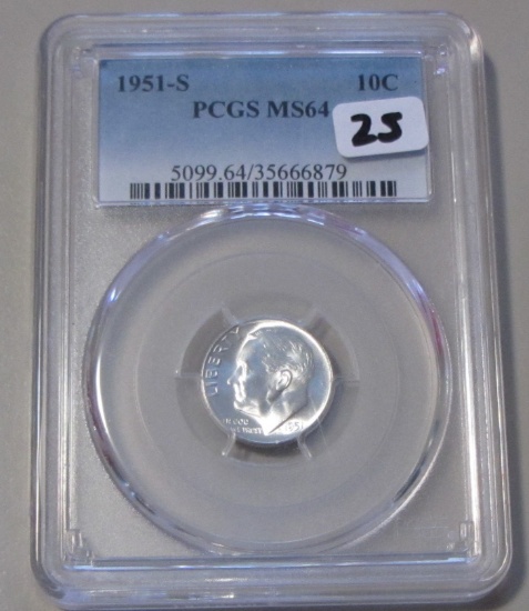 1951 S PCGS MS 64 DIME