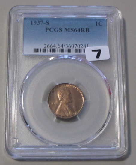 1937 S PCGS MS 64 RB WHEAT CENT