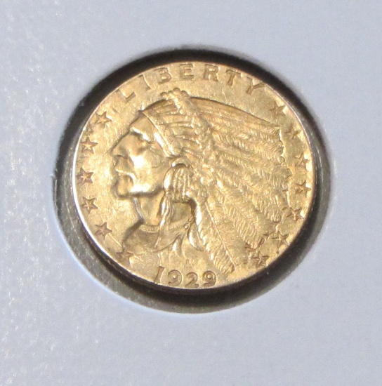 GOLD $2.5 QUARTER INDIAN 1929 HIGH GRADE
