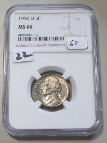 1950-D NICKEL NGC MS 66