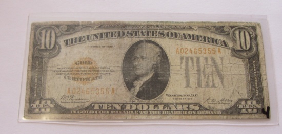 $10 GOLD CERTIFICATE 1928