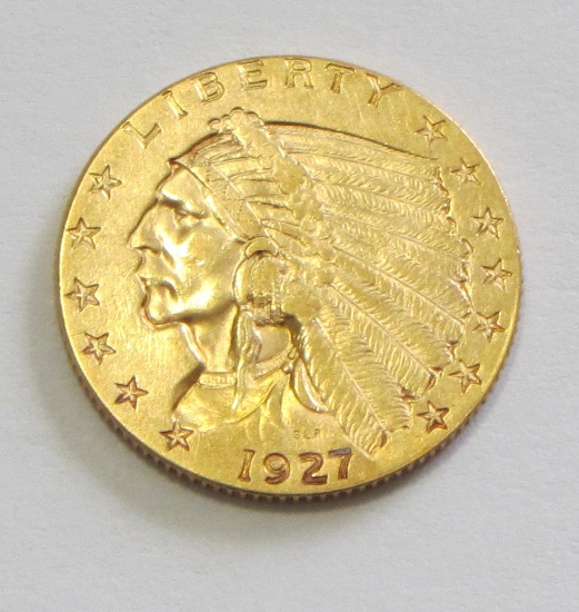 STUNNING $2.5 GOLD 1927 QUARTER INDIAN EAGLE