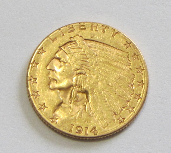 SEMI KEY $2.5 GOLD 1914-D  QUARTER INDIAN HIGH GRADE EAGLE