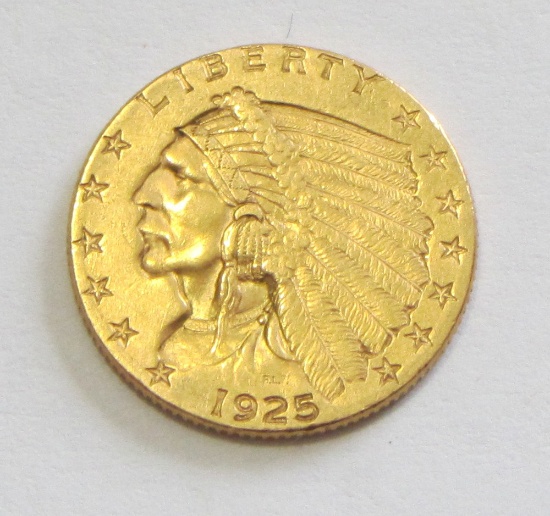 $2.5 GOLD 1925-D HIGH GRADE QUARTER INDIAN
