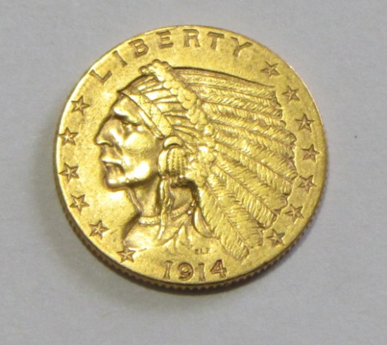 SHARP $2.5 GOLD QUARTER INDIAN EAGLE 1914-D BETTER DATE