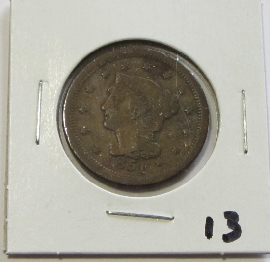 1851 BRAIDED HAIR LARGE CENT