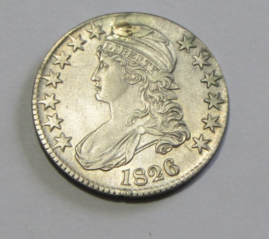 1826 CAPPED BUST HALF HIGH GRADE WHIZZED AND DETAIL AT HAT RETOOLED