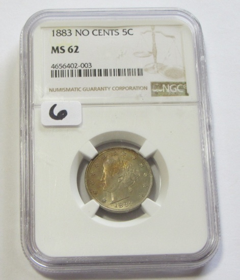 1883 NC LIBERTY NICKEL NGC 62