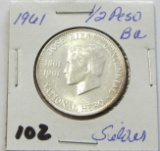 1961 Philippines 1/2 Silver Peso BU